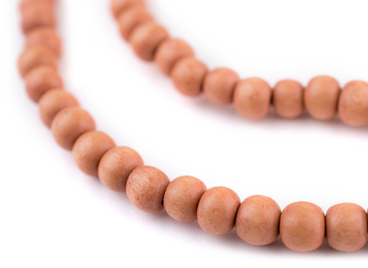The Bead Chest Natural 6mm Wooden Beads in Orange for Jewelry Making – Round Loose Wood Spacer Beads I Approximately 75 Beads